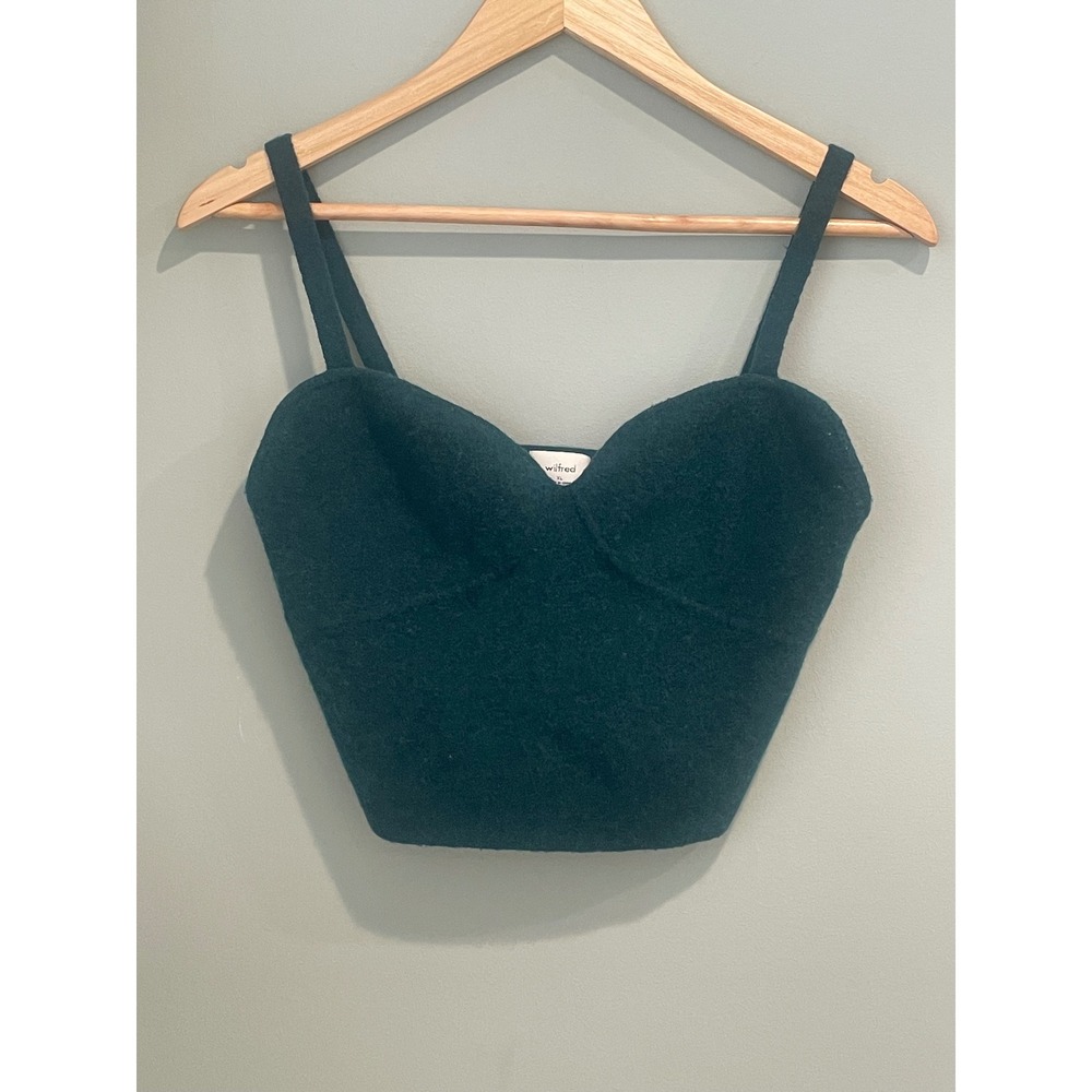 Wilfred‎ Teal Green Textured Bustier Crop Top Sweater XL